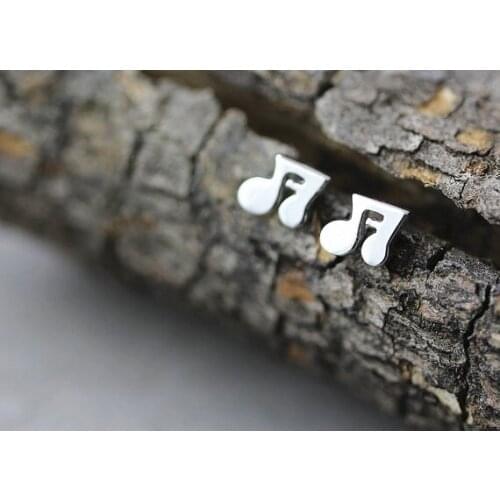 Trendy Melodic Music Notation Stud Earrings Three Color Optional