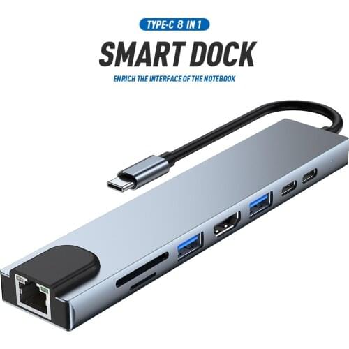 USB C Hub Type C Dock OTG to Multi USB 3.0 2.0 Hub Splitter SD RJ45 Lan 4K HDMII-Compatible USB-C Hub for Macbook Pro
