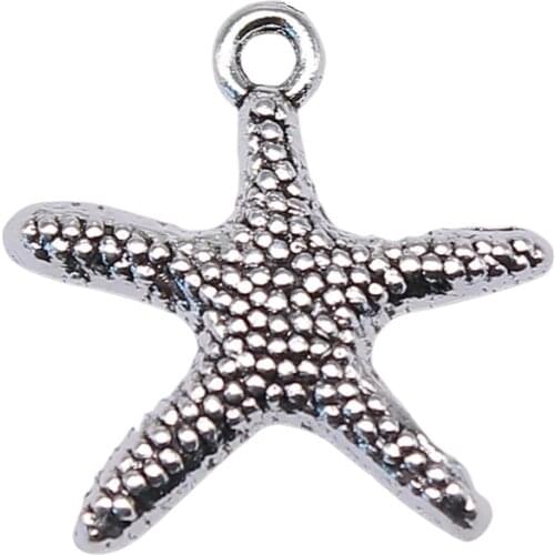 WYSIWYG 10pcs Charms Jewelry Findings DIY Accessories Starfish Pendant Silver Color 20x18mm