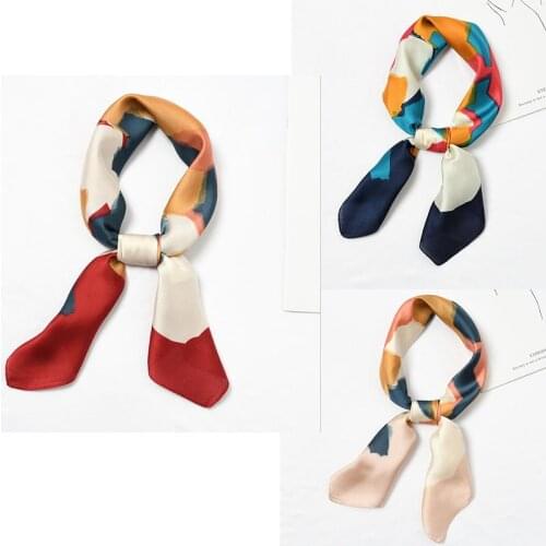 Yishine Wholesale 20pc Mix Colors Multifunction Painting Printed Womens Satin Wraps Scarves Shawl Polyester Silk Scarf