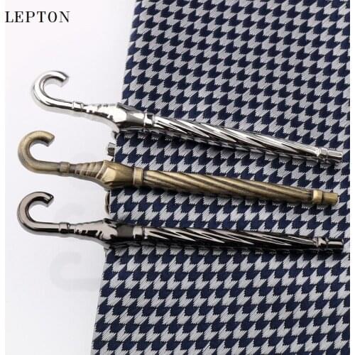 Lepton Umbrella Tie Bar for Mens Suit Clasp Clip Business Wedding Bronze& Black Gun & Silver Color Metal Umbrella Tie Clips