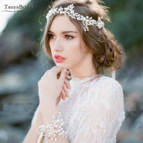 Pearls Beaded Wedding Headband Boho Fairy Romantic Bridal Hair Accessories tocado novia DH002