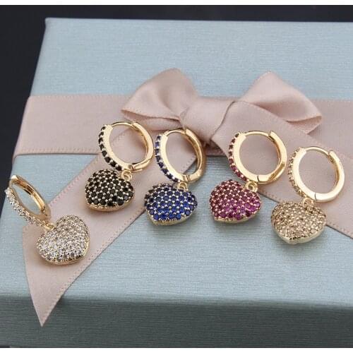 Women Earrings Heart Shaped Cubic Zirconia Earrings Couple Earrings Give Girlfriend Birthday Gift Fashion Simple Jewelry
