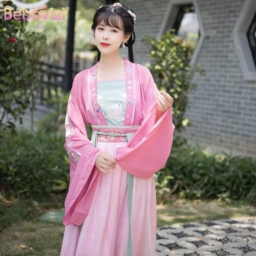 2021 Pink Traditional Chinese Clothing Elegant Costume Cosplay Hanfu Robe Fairy Dress Carnival Outfits for Women Han House Sets