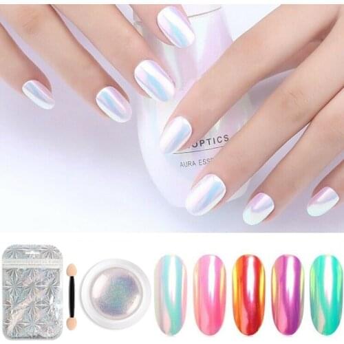 1g Pearl Powder Nail Art Glitter Mirror Shimmer Effect Chrome Pigment UV Gel Nail Art Pigment DIY Decoration Dust Tools