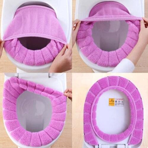 1pcs 29cm O-shape Bathroom Toilet Seats Cover Warmer Thick Knitted Pumpkin Pattern Toilet Seat Cushion Diameter Washable