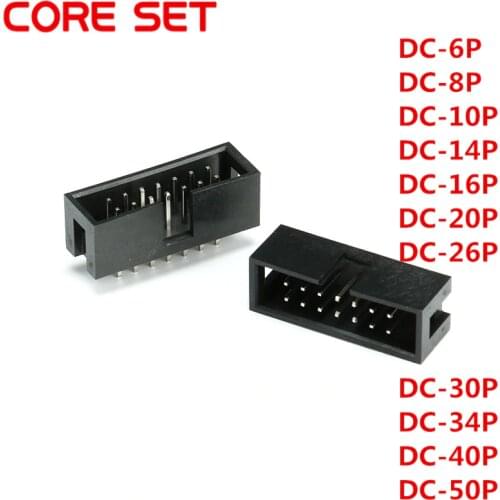 10PCS DC3 6P 8P 10P 14P 16P 20P 26P 30P 34P 40P 50P 2.54mm Socket Header Connector ISP Male Double-spaced Straight IDC JTAG