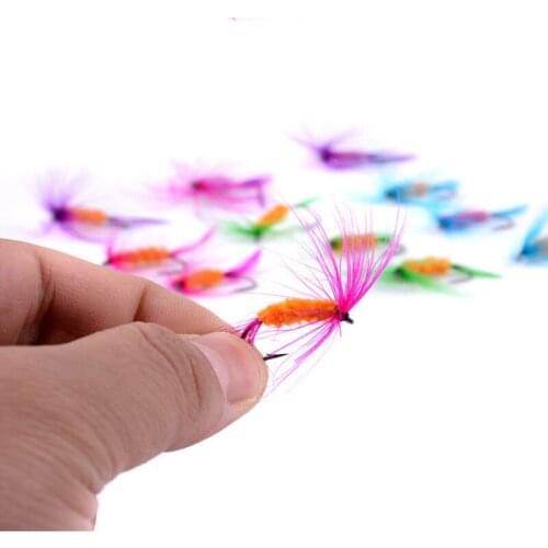 12Pcs/Set Insects Caterpillar Fly Fishing Lures High Carbon Steel Hook Artificial With Simulated Scud Worm Fishing Bait