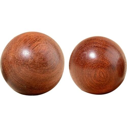 2X 6Cm/5Cm Wooden Stress Baoding Ball Health Exercise Handball Finger Massage Chinese Health Meditation Relaxation