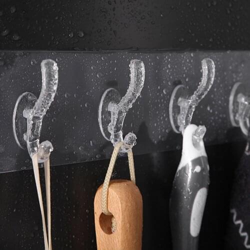 3/5/6 Row Transparent Wall Hooks For Hanging On The Wall Hat Clothes Coat Hanger Towel Holder Door Hook Bathroom Storage Rack