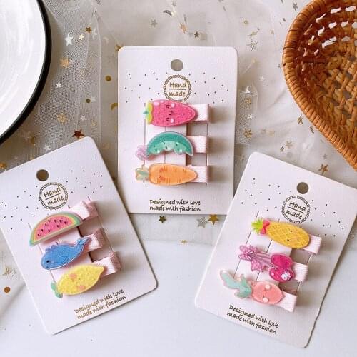 3PCS New Cartoon Cute Bright Fresh Fruit Girls Hair Clips Kids Hairpins Classic Hair Barrettes Children Hair Accessories