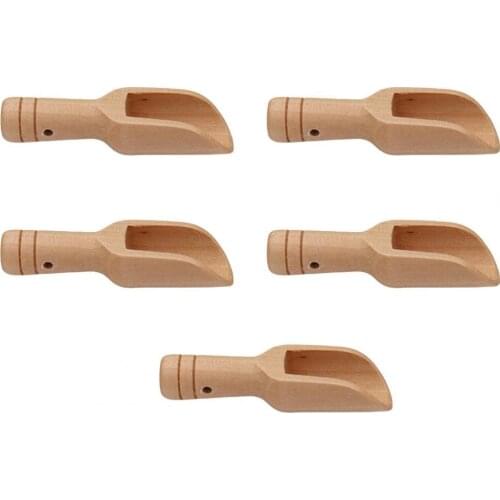 5Pcs Handle Mini Spoon Natural Wide Application Wood Easy to Hold Eco-friendly Mini Salt Spoon for Home