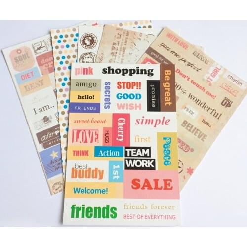 6 Sheet /Pack Retro Postmark Letters DIY Decorative Stickers Diary Phone Bottle Decoration Stick Label