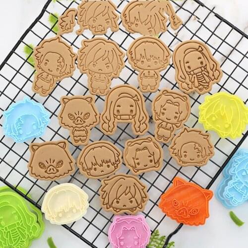 6pcs/set Demon Slayer Cookie Cutter Mold Figures Toys 3D Pressing Baking Accessories Kamado Tanjiro Nezuko party Xmas Gift