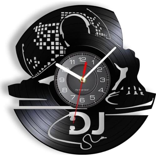 DJ Music Vinyl Record Clock Disc Jockey Turntable Record Player Mixer Vinyl Album Wall Clock Night Club Radio Sound Handicraft