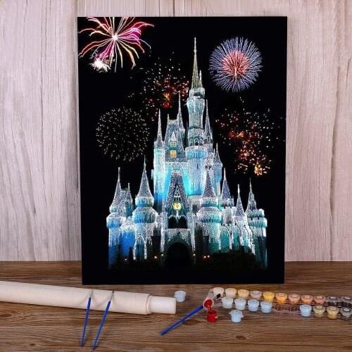 Fireworks DIY Paint By Numbers Package Acrylic Paints 50*70 Canvas Painting Loft Wall Picture For Children For Handiwork