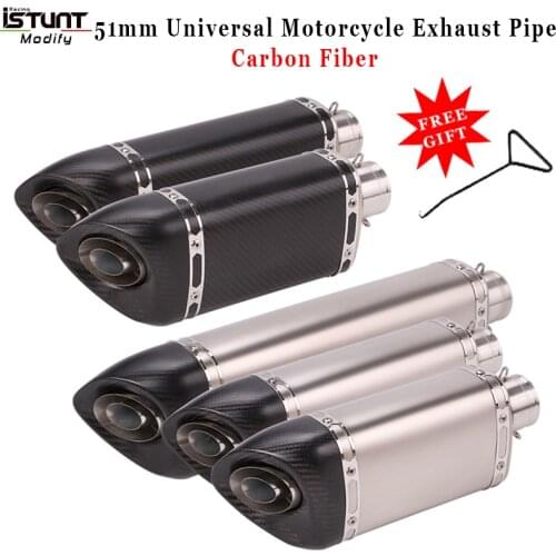 51mm Inlet Universal Motorcycle Escape Exhaust Carbon Fiber Muffler DB Killer For nmax CB400 ER6N GY6 ATV Dirt bike Scooter