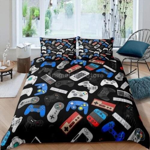 2021 Gamer Gaming 3D Print Game Gamepad Bedding Set Cartoon Kids Bedroom Bed Duvet Cover Sets Bedclothes Queen King Single Size