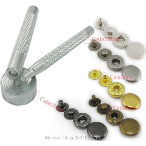 One Setting Tool + 100 PCS Snap Button Fastener 10mm 3/8" Rapid Rivet 5 color choice F11