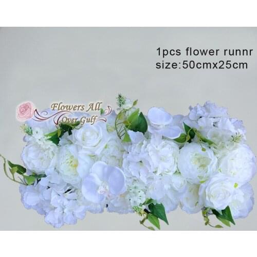 10pcs Artificial Flower Row And Fake Flowers Runner Use Rose Green Leaves For Wedding Background Wreath Baby Show Decoration
