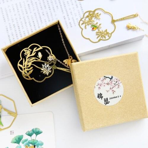 Chinese Classical Ancient Flowers Metal Bookmarks Gift Box for Girls Literary Art Exquisite Graduation Christmas Birthday Gifts