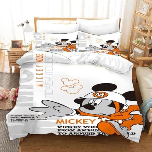 Bedding set mickey mouse king size duvet covers for kids bedroom decoration double 3 pcs birthday presents home textile discount