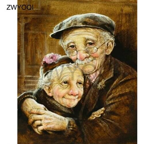 Full Round Diamond embroidery Cross stitch Rose glasses 5D DIY Diamond painting love Full Square Diamond mosaic Old couple lover