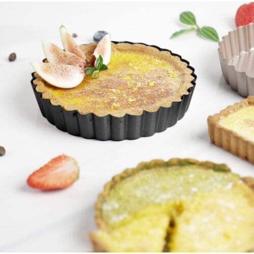 Round Mini Pie Muffin Cupcake Pans Non-Stick Quiche Flan Pan Molds Pie Pizza Cake Mold Removable Loose Bottom Bakeware Tool