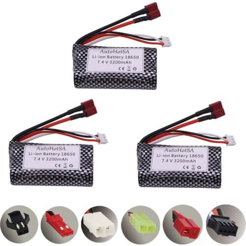 7.4V Lipo Battery 18650 T/SM/JST/EL-2P/Tamiya Plug for Q46 Wltoys 10428 /12428/12423 RC Car toy Spare Parts 7.4V 3200mah battery