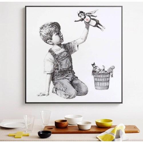 Boys Playtime Painting On Canvas Wall Art Print Poster For Home