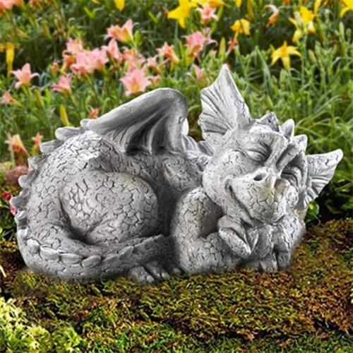 Cute Little Gray Dragon Statue Gorgeous Stunning Garden Dragon Ornament Home And Outdoor Decoration For Garden Lawn