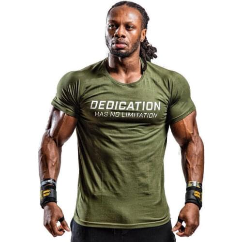 Men Tshirt Bodybuilding Breathability Cotton Summer Casual Letter Printed Short Sleeve Shirt Men Workout 3XL