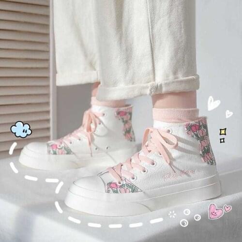 2021 New High-top Canvas Shoes Womens Shoes Joker Girls' Style Student Canvas Shoes Shoes for Women Sneakers