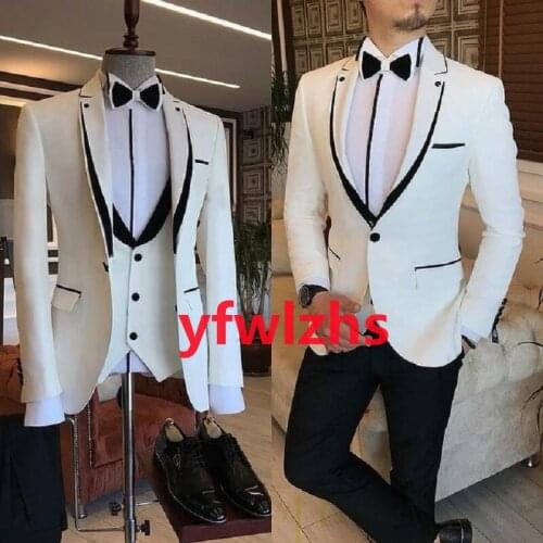 New Arrival One Button Groomsmen Notch Lapel Groom Tuxedos Men Suits Wedding/Prom Best Blazer ( Jacket+Pants+Vest+Tie) C262