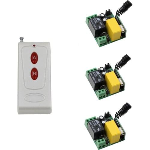 New AC 220V 1CH Radio Wireless Remote Control Switch 3 Mini Receiver&1 Transmitter Learning Code Intelligent Home Appliances