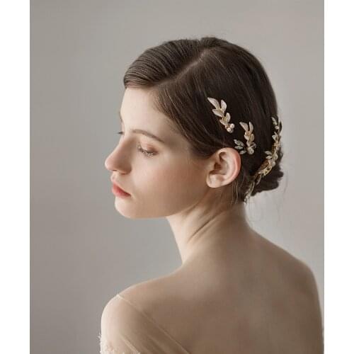 Romantic Sweetheart Bridal Headdress Set Alloy Leaves Crystal Rhinestone for Wedding Perform Studio Travel Photo O385