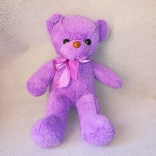 About 36cm purple bowtie bear plush toy cute tedy bear soft doll Xmas gift h2146