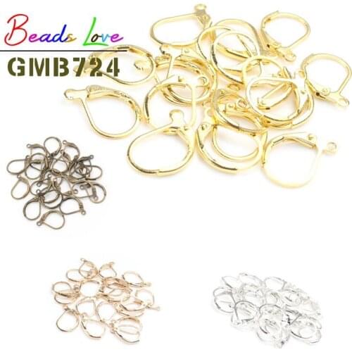 20pcs/lot 15*10mm Silver Color France Lever Earring Hook Wire Settings Base Earrings for DIY Jewelry Making Finding Accessories