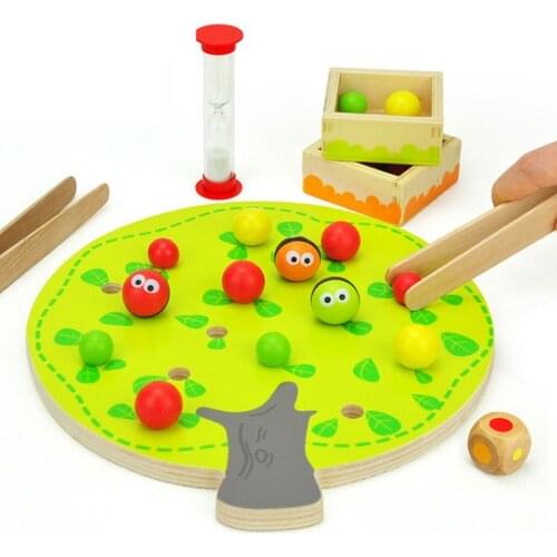 Kids Folder Beads Montessori Wooden Educational Toys For Children Fruit Tree Montessori Materials Clip Ball Toy Play Table Games