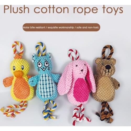 Plush Dog Toys Bite Resistant Cleaning Teeth Dog Chew Puppy Toys Cartoon Animal Squeak Pet Dogs Cat Chew Squeaking Toy