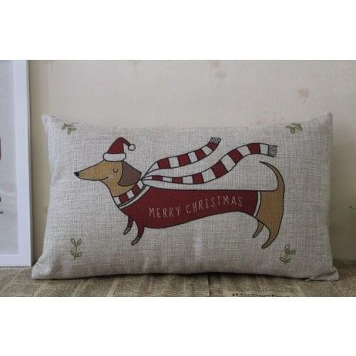 Dog pillow cover, cute cartoon animal Festive Christmas Dog waist pillow case pillowcase wholesale