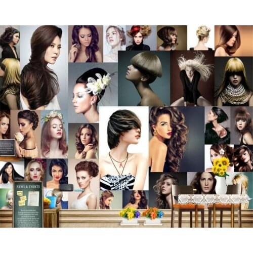 Beibehang Custom Wallpaper Living Room Bedroom Background 3d Wallpaper Fashion Hairdressing Hair Salon Salon Background mural