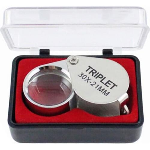 Portable 30x Power 21mm Jewelers Magnifier Gold Eye Loupe Jewelry Store Magnifying Glass With Exquisite Box Promotion