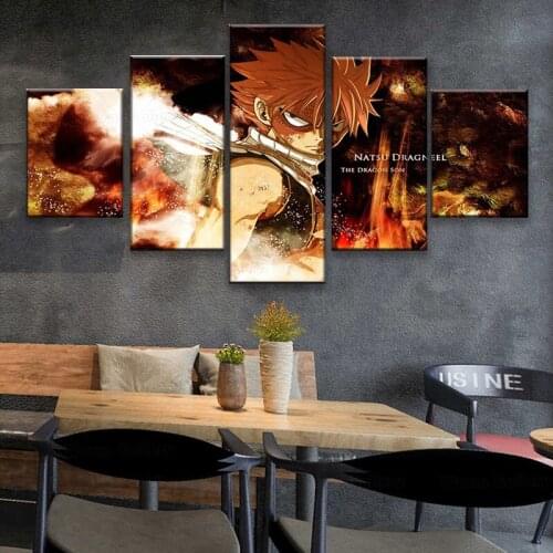 FAIRY TAIL poster Anime 5 Panel Painting Canvas Wall Art Picture Home Decoration Living Room Canvas Print Painting Canvas Art