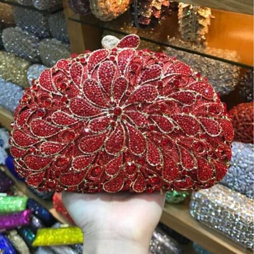 Hand Made Women red Beaded clutch Purse Evening dress Clutch bags Wedding Bridal Beading Handbag Party Cocktail Crystal Bag grey