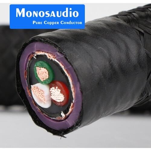 Monosaudio Tsunami Series 13AWG AC Power Cable With 99.998% Copper Silver Plated Hybriad Conductor Audio Eextend Supply wire