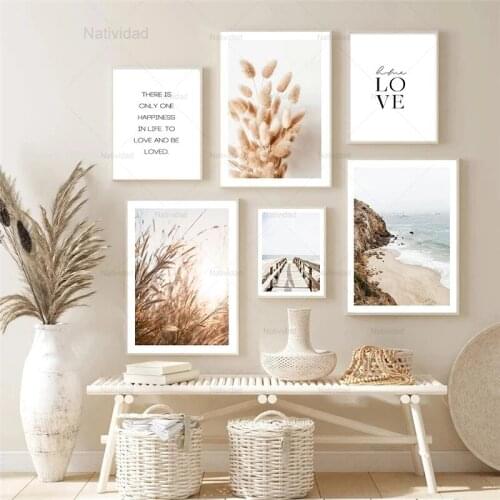 Scandinavian Scenery Grass Canvas Painting Landscape Quote Picture Wall Art Modern Home Living Room Frameless Decoration