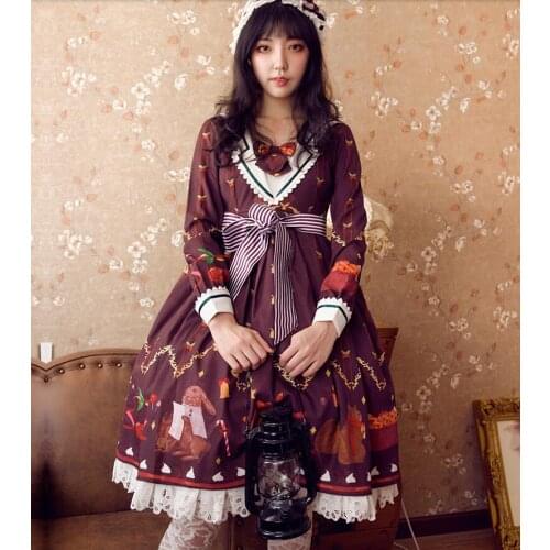 Lolita retro court design dress long sleeve OP dress college style Cos Lolita sweet tea party high quality Vestidos