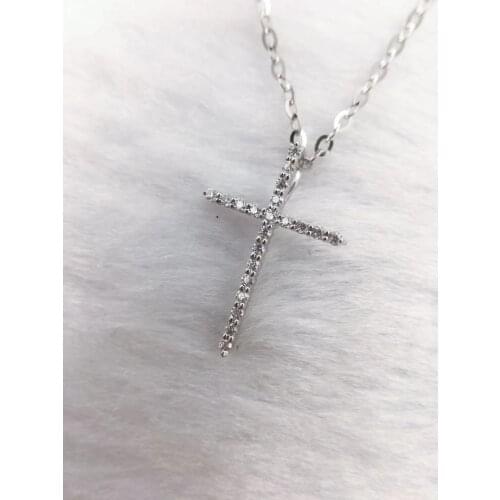 VVS D color 18K gold Au750 round Moissan diamond cross necklace