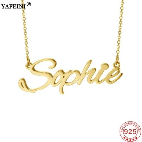 YAFEINI Customize Name Necklace Personalize Letter Necklace Pendant 925 Sterling Silver Name DIY Necklace Couple WomanMoms Gift